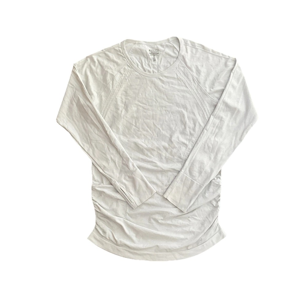 Athleta Seamless‎ Shimmer Yoga Top Thumbholes Stretch Athletic Activewear Size M